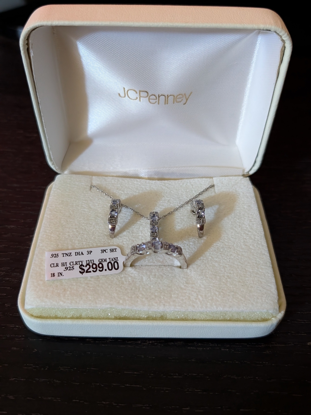 jcpenney Sterling-Tone Clear Stone 3-Piece Necklace Set